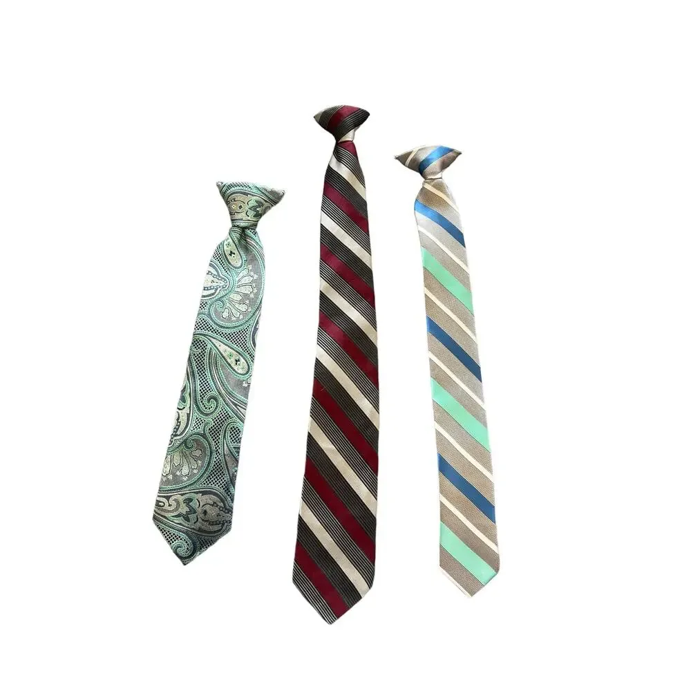 Bill Blass Essential ,George Boys Tie 3 Piece Red/ Gray Stripes, Paisley Blue